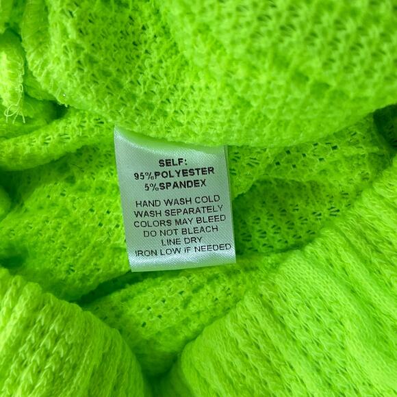 Fashion Nova Sweater Womens M Neon Yellow Cropped Cut Me Off‎ Sweater NEW - Picture 12 of 14